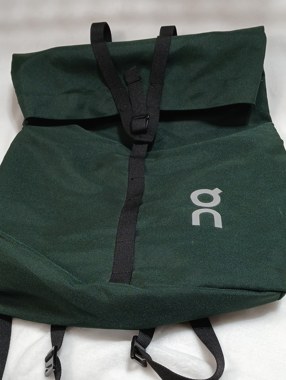 On Running Forest Green Roll-Top Backpack. Unisex
